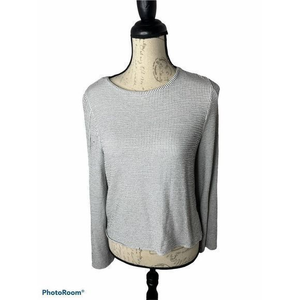 ZARA Basic Gray‎ Wide Neck Long Sleeve Split Hem Sweater Size Small